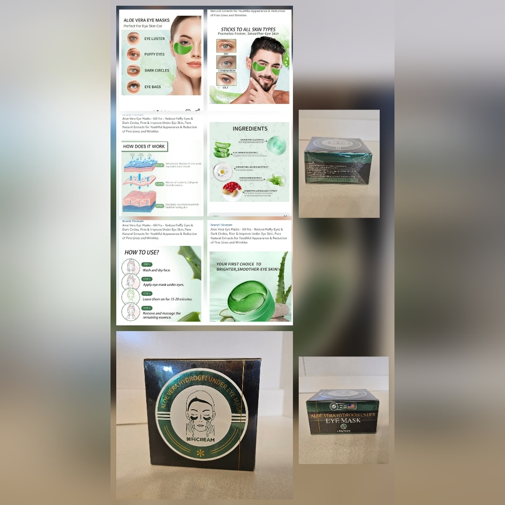 New HiCream Aloe Vera Hydrogei Under eye mask (30 pairs)